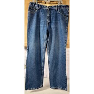 Orvis Jeans Mens 36x30 Blue Denim Straight Leg Canvas Lined Waistband Chile‎